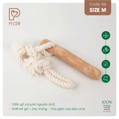 Que từ gỗ cà phê gắn dây kiểu 3 K6 - Size M - Làm sạch răng, giải stress cho boss