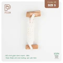Que 2 khúc từ gỗ cà phê bện dây ở giữa K8 - Size S - Làm sạch răng, giải stress cho boss