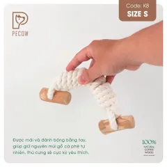 Que 2 khúc từ gỗ cà phê bện dây ở giữa K8 - Size S - Làm sạch răng, giải stress cho boss
