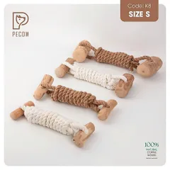 Que 2 khúc từ gỗ cà phê bện dây ở giữa K8 - Size S - Làm sạch răng, giải stress cho boss
