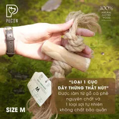 Dây thừng thắt nút loại 1 cục từ gỗ cà phê đủ kích thước - Giảm mảng bám, sạch răng cho thú cưng