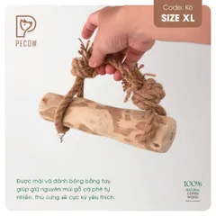 Que từ gỗ cà phê gắn dây kiểu 3 K6 - Size XL - Làm sạch răng, giải stress cho boss