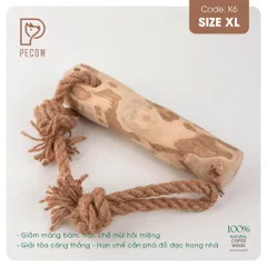 Que từ gỗ cà phê gắn dây kiểu 3 K6 - Size XL - Làm sạch răng, giải stress cho boss