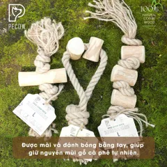 Dây thừng thắt nút loại 1 cục từ gỗ cà phê đủ kích thước - Giảm mảng bám, sạch răng cho thú cưng