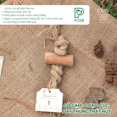 Gỗ gặm thắt nút bằng gỗ cà phê và dây thừng Size S bản 1 cục dành cho thú cưng