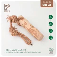 Que từ gỗ cà phê gắn dây kiểu 3 K6 - Size XL - Làm sạch răng, giải stress cho boss