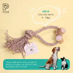 Pet Chew Stick - Đồ chơi cho thú cưng thắt nút bằng gỗ cà phê và dây thừng bản 2 cục Size M