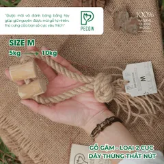 Gỗ gặm thắt nút bằng gỗ cà phê và dây thừng Size M bản 2 cục dành cho thú cưng