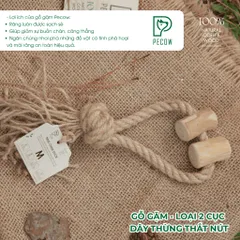 Gỗ gặm thắt nút bằng gỗ cà phê và dây thừng Size M bản 2 cục dành cho thú cưng