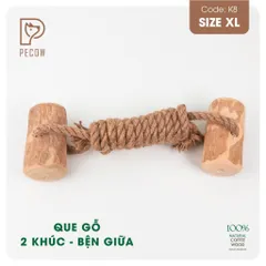 Que 2 khúc từ gỗ cà phê bện dây ở giữa K8 - Size XL - Làm sạch răng, giải stress cho boss