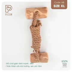 Que 2 khúc từ gỗ cà phê bện dây ở giữa K8 - Size XL - Làm sạch răng, giải stress cho boss