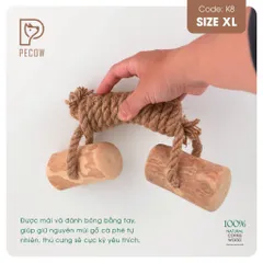 Que 2 khúc từ gỗ cà phê bện dây ở giữa K8 - Size XL - Làm sạch răng, giải stress cho boss