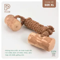 Que 2 khúc từ gỗ cà phê bện dây ở giữa K8 - Size XL - Làm sạch răng, giải stress cho boss