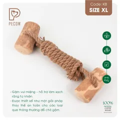 Que 2 khúc từ gỗ cà phê bện dây ở giữa K8 - Size XL - Làm sạch răng, giải stress cho boss