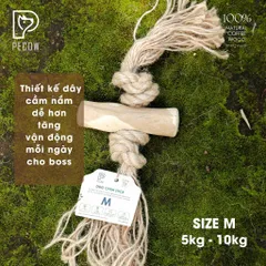 (Size M) Dây thừng thắt nút loại 1 cục từ gỗ cà phê - Giảm mảng bám, sạch răng cho thú cưng