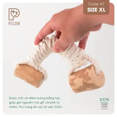 Que 2 khúc từ gỗ cà phê bện dây ở giữa K7 - Size XL - Làm sạch răng, giải stress cho boss