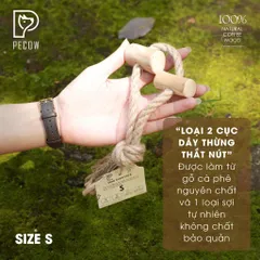 (Size S) Dây thừng thắt nút loại 2 cục từ gỗ cà phê - Giảm mảng bám, sạch răng cho thú cưng