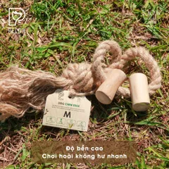 (Size M) Dây thừng thắt nút loại 2 cục từ gỗ cà phê - Giảm mảng bám, sạch răng cho thú cưng
