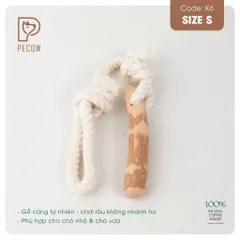 Que từ gỗ cà phê gắn dây kiểu 3 K6 - Size S - Làm sạch răng, giải stress cho boss