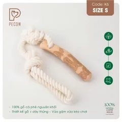 Que từ gỗ cà phê gắn dây kiểu 3 K6 - Size S - Làm sạch răng, giải stress cho boss