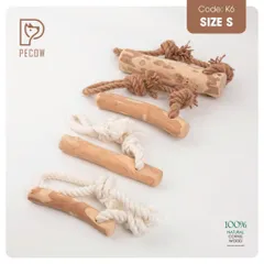Que từ gỗ cà phê gắn dây kiểu 3 K6 - Size S - Làm sạch răng, giải stress cho boss
