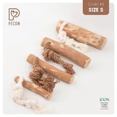 Que từ gỗ cà phê gắn dây kiểu 2 K5 - Size S - Làm sạch răng, giải stress cho boss