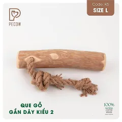 Que từ gỗ cà phê gắn dây kiểu 2 K5 - Size L - Làm sạch răng, giải stress cho boss