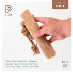 Que từ gỗ cà phê gắn dây kiểu 2 K5 - Size L - Làm sạch răng, giải stress cho boss