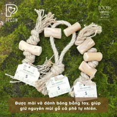 (Size S) Dây thừng thắt nút loại 1 cục từ gỗ cà phê - Giảm mảng bám, sạch răng cho thú cưng