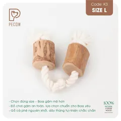 Que từ gỗ cà phê gắn dây 2 cục + 3 nút K3 - Size L