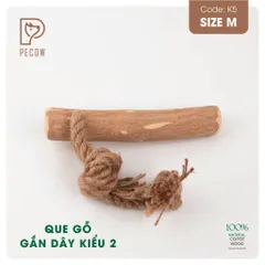 Que từ gỗ cà phê gắn dây kiểu 2 K5 - Size M - Làm sạch răng, giải stress cho boss