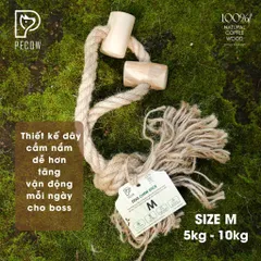 Dây thừng thắt nút loại 2 cục từ gỗ cà phê đủ kích thước - Giảm mảng bám, sạch răng cho thú cưng