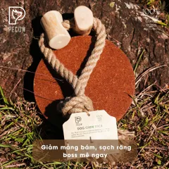 (Size L) Dây thừng thắt nút loại 2 cục từ gỗ cà phê - Giảm mảng bám, sạch răng cho thú cưng