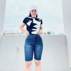 [Bigsize] Quần Jean Lửng Gối Nữ Hàng Co Giãn Mạnh Mẫu Trơn Tua Lai Màu Xanh Đậm Mã 4465