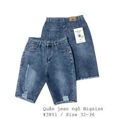 [Bigsize] Quần Jean Lửng Gối Nữ Hàng Co Giãn Mạnh Rách Lai Xanh Đậm Mã 3851