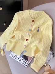 Áo Len Nữ Cardigan Thêu Gấu Đính Cúc Trái Tim Nhiều Màu Trẻ Trung, Chất liệu Len Lông Thỏ Mềm Mại