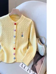 Áo Len Nữ Cardigan Thêu Gấu Đính Cúc Trái Tim Nhiều Màu Trẻ Trung, Chất liệu Len Lông Thỏ Mềm Mại