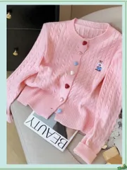 Áo Len Nữ Cardigan Thêu Gấu Đính Cúc Trái Tim Nhiều Màu Trẻ Trung, Chất liệu Len Lông Thỏ Mềm Mại