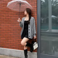 Áo Khoác Len Cardigan Nữ Dáng Rộng Phong Cách Hàn Quốc