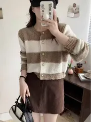 Áo khoác len cardigan nữ tay dài sọc ngang