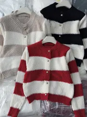 Áo khoác len cardigan nữ tay dài sọc ngang