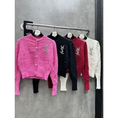 Áo khoác len nữ tay dài form lửng 5 nút đính tag