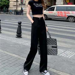 Quần tây nữ form suông dài ống rộng màu đen có size đại