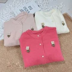 Áo khoác len cardigan nữ thêu hoa nút ngọc dài tay