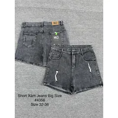 [Bigsize] Quần Sọt Jean Nữ Hàng Co Giãn Mạnh Mẫu Rách Màu Xám 2639