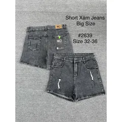 [Bigsize] Quần Sọt Jean Nữ Hàng Co Giãn Mạnh Mẫu Rách Màu Xám 2639
