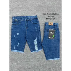 [Bigsize] Quần Jean Lửng Gối Nữ Hàng Co Giãn Mạnh Kiểu Rách Tua Lai Màu Xanh Đậm Mã 4346
