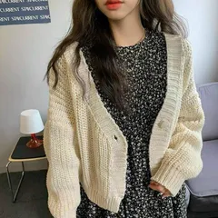 Áo khoác len cardigan nữ 1 nút tay dài