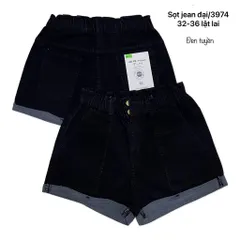 [Bigsize] Quần Sọt Jean Nữ Mẫu Trơn Lật Lai Lưng Thun Màu Đen Hàng Co Giãn