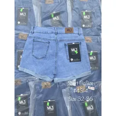 [Bigsize] Quần Sọt Jean Nữ Co Giãn Mạnh Màu Xanh Mẫu Trơn Lật Lai 2 Nút Mã 4314